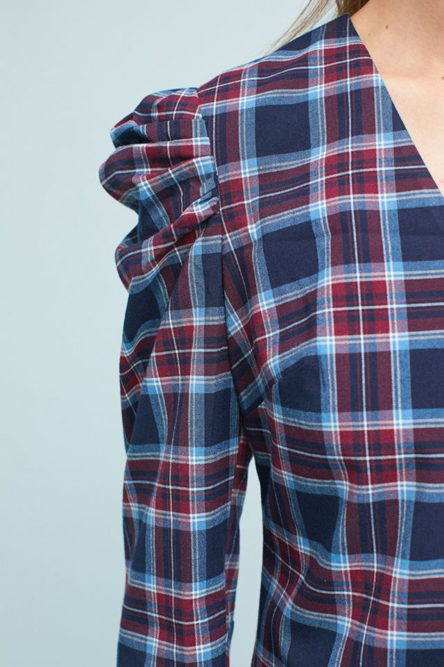 Plaid Ruched-Sleeve Dress #2