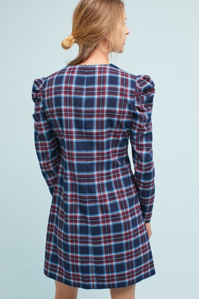Plaid Ruched-Sleeve Dress #3