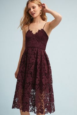 Astr the label lace midi dress red outlet tannin