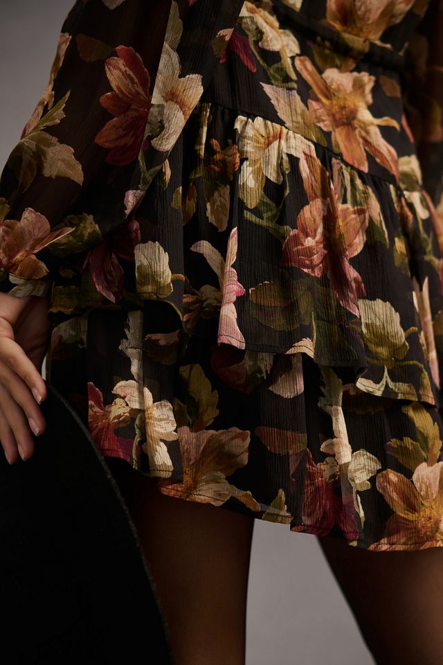 Paige Tiered Long-Sleeve Silk Dress #4