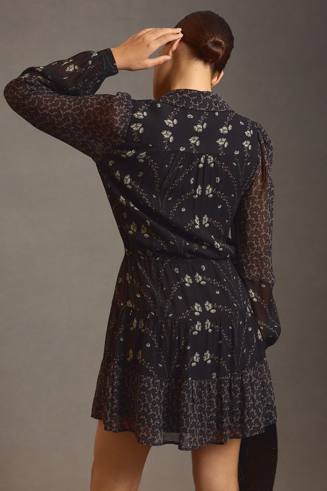 Paige Long-Sleeve Silk Dress #1