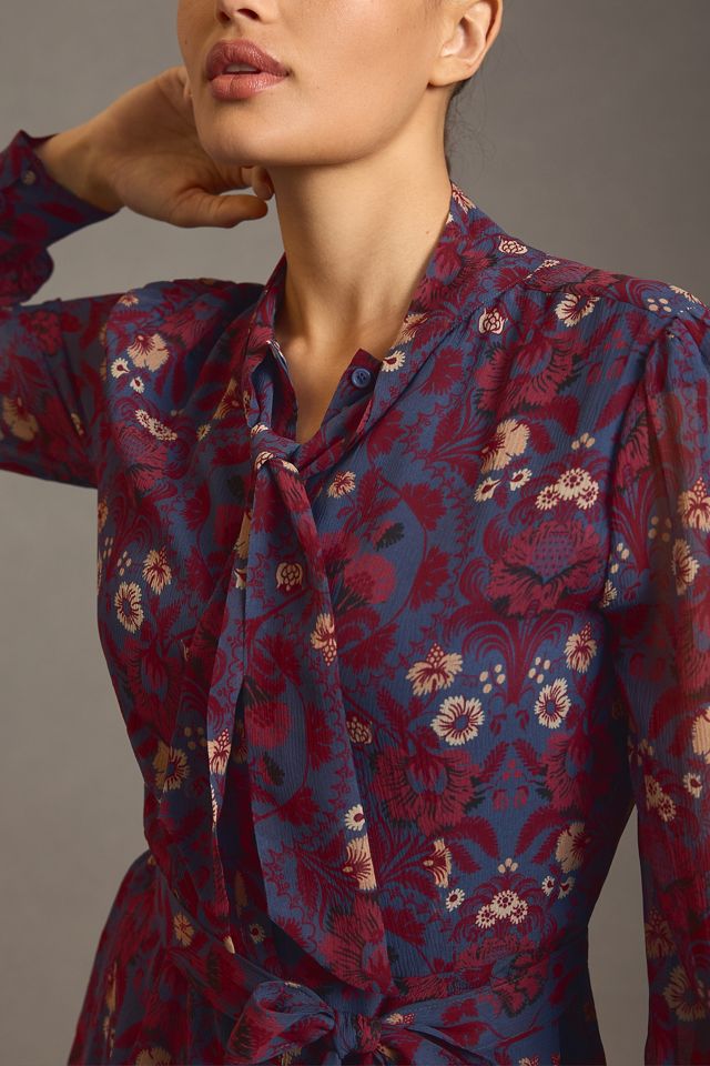 Paige Tie-Neck Silk Dress #3