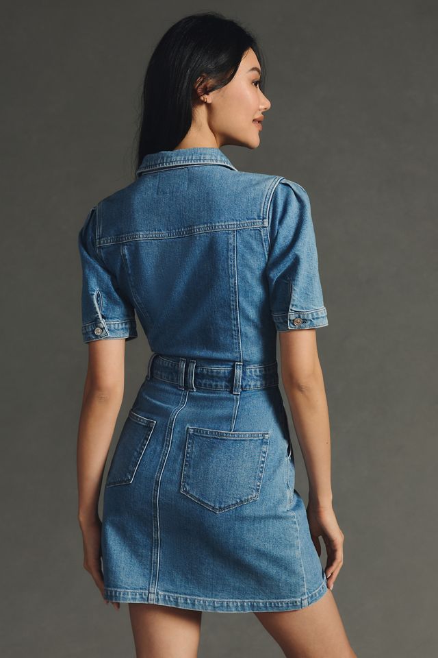Paige Long-Sleeve Denim Mini Dress #1