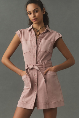 Paige Jaxsyn Belted Mini Utility Dress In Pink
