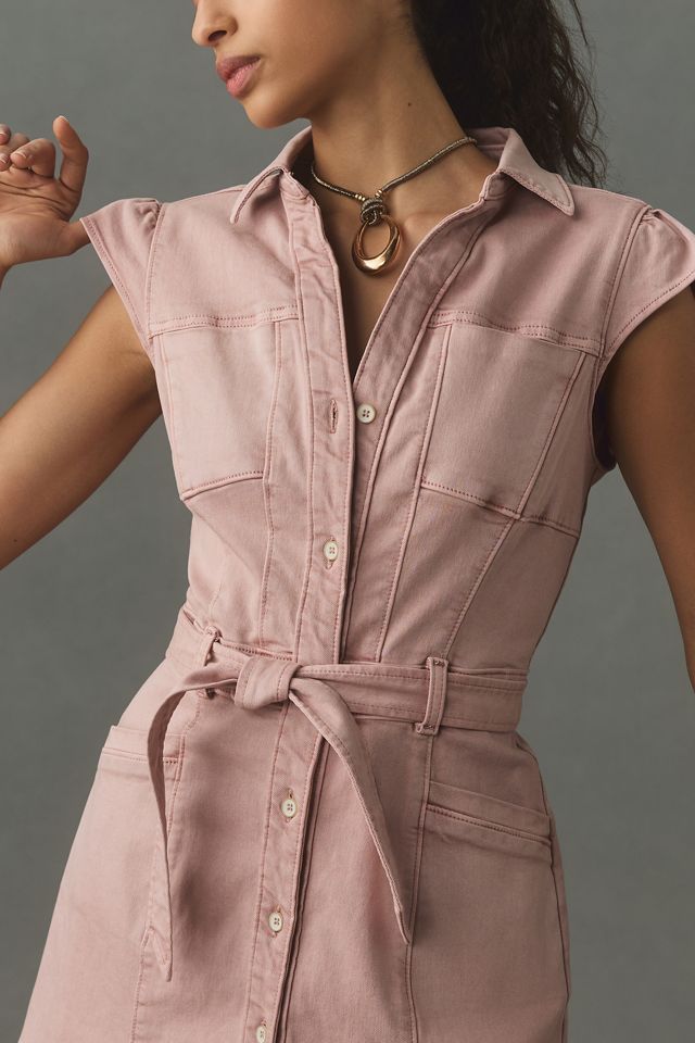 PAIGE Jaxsyn Cap-Sleeve Collared Utility Dress #1