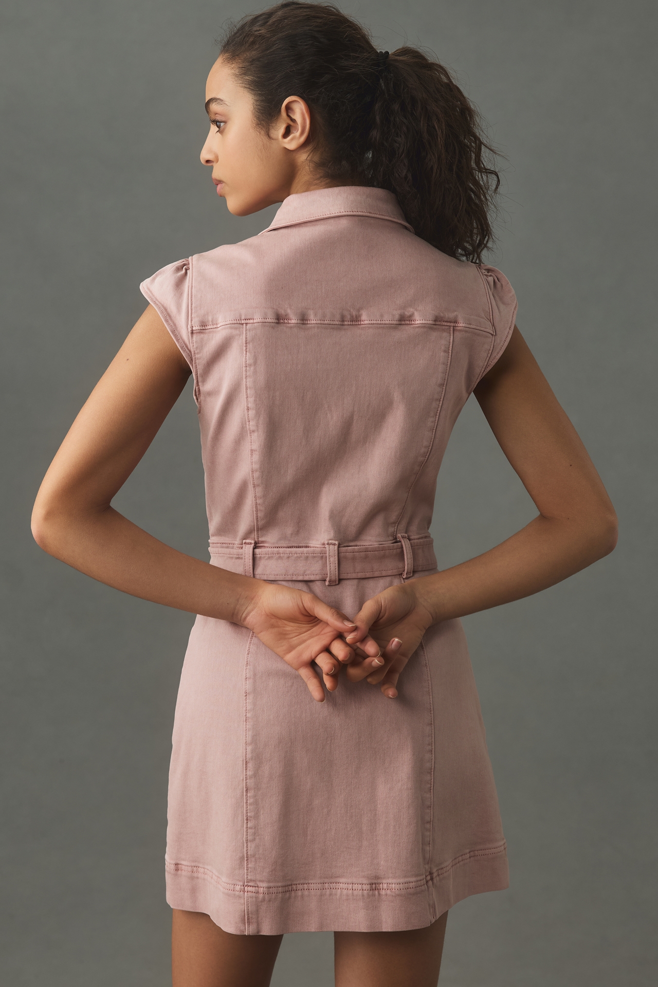 PAIGE Jaxsyn Cap-Sleeve Collared Utility Dress