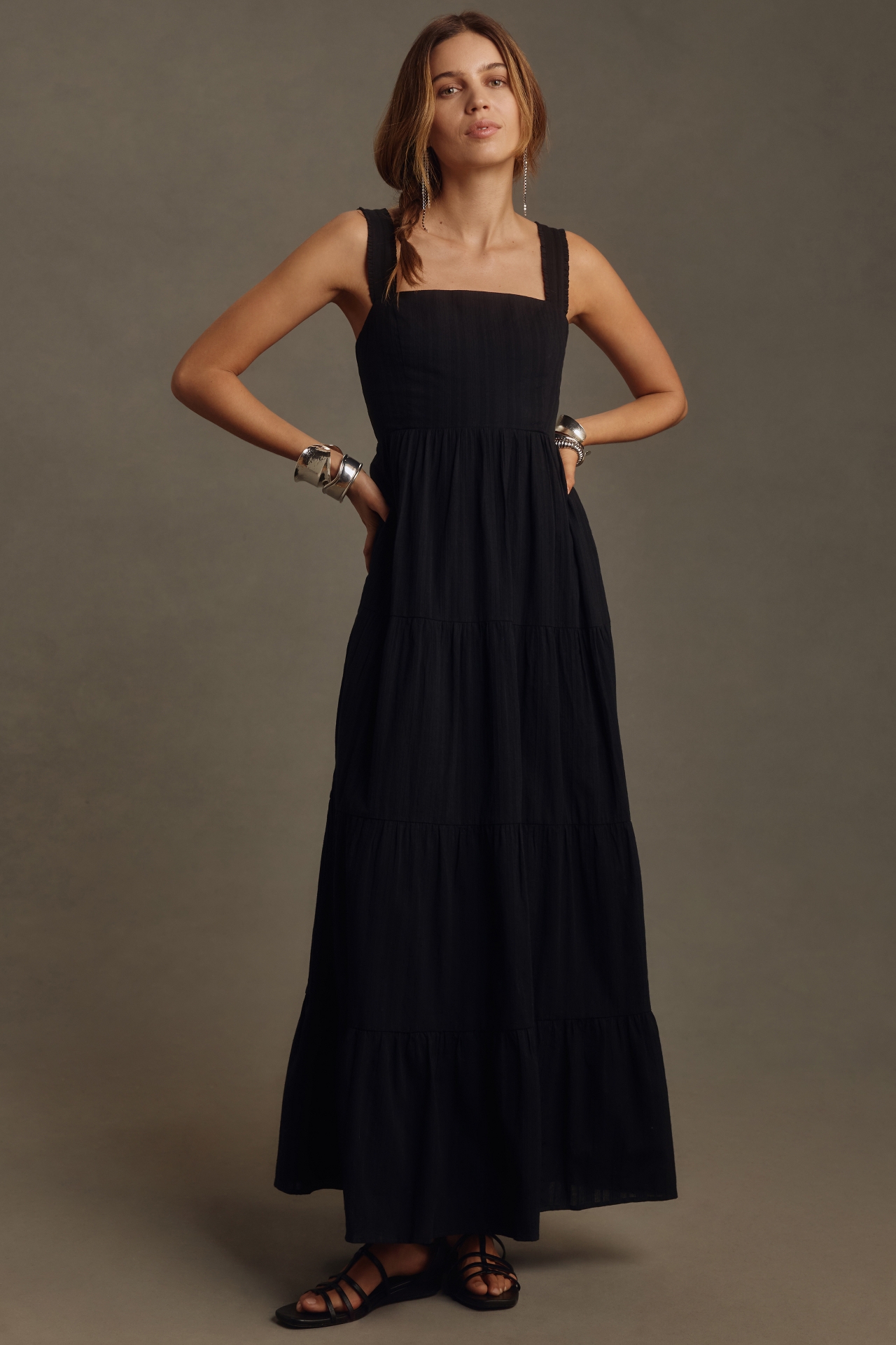 PAIGE Ginseng Sleeveless Tiered Maxi Dress