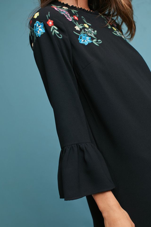 Embroidered Bell-Sleeve Mini Dress #2