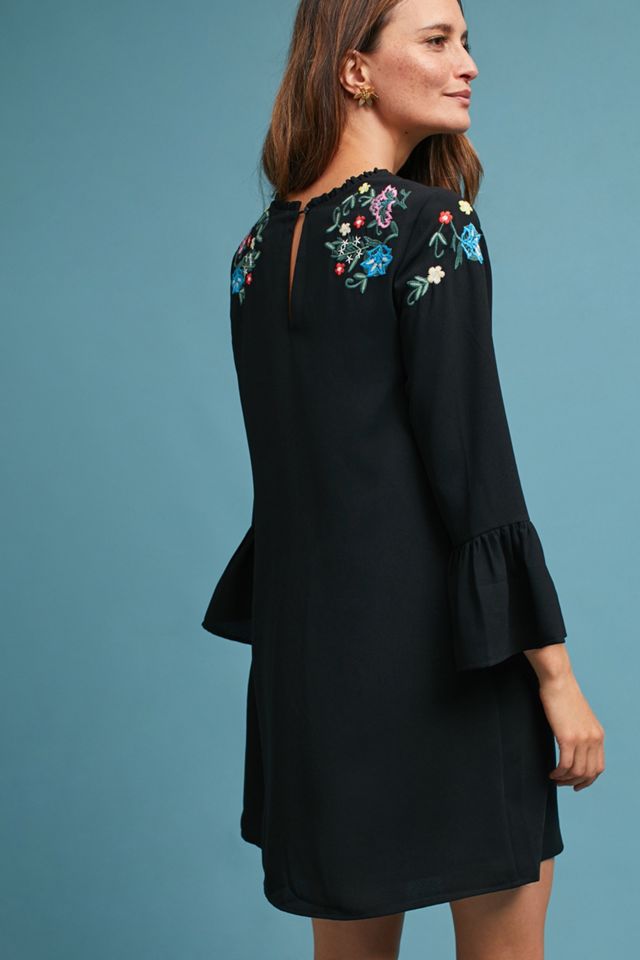 Embroidered Bell-Sleeve Mini Dress #3