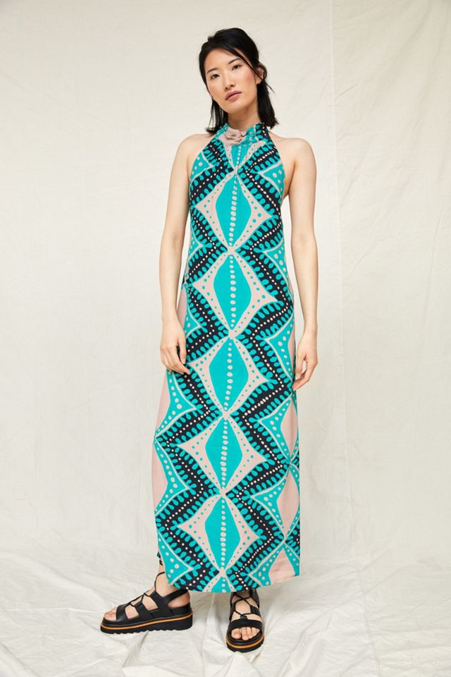 Abstract Halter Maxi Dress #3