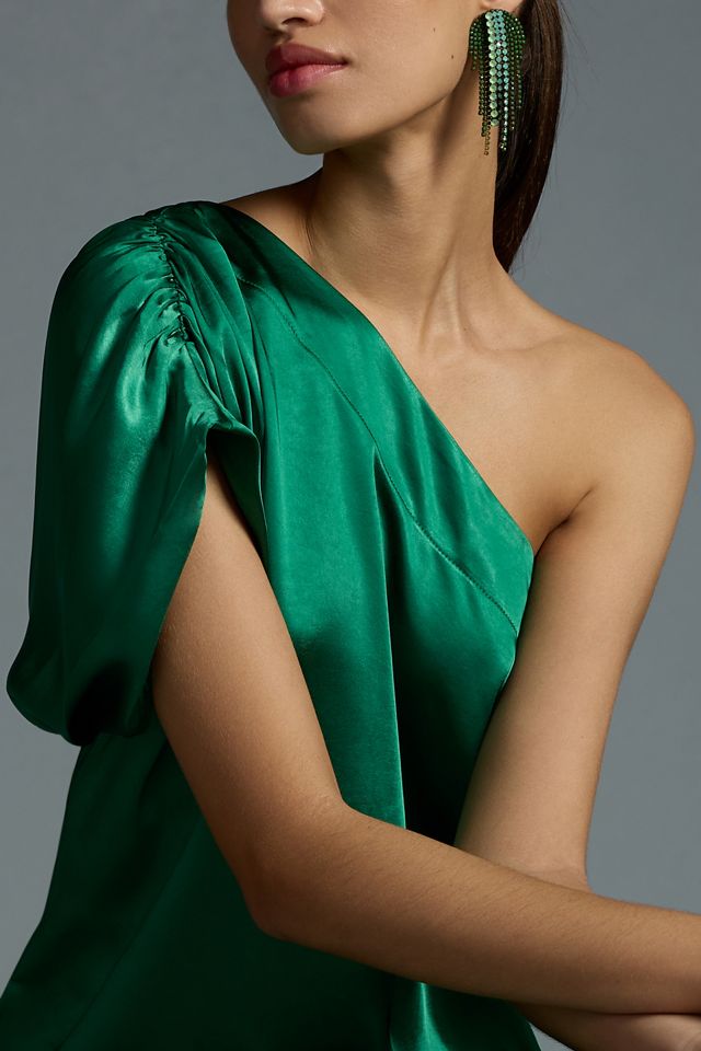 porridge one-shoulder dress Nwt Anthropologie Porridge One-Shoulder Floral Sequin Maxi Dress Sz M