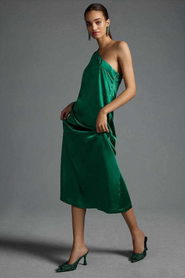 porridge one-shoulder dress Anthropologie Porridge Maxi Dress Pink Sequin One Shoulder Preppy Large NWT