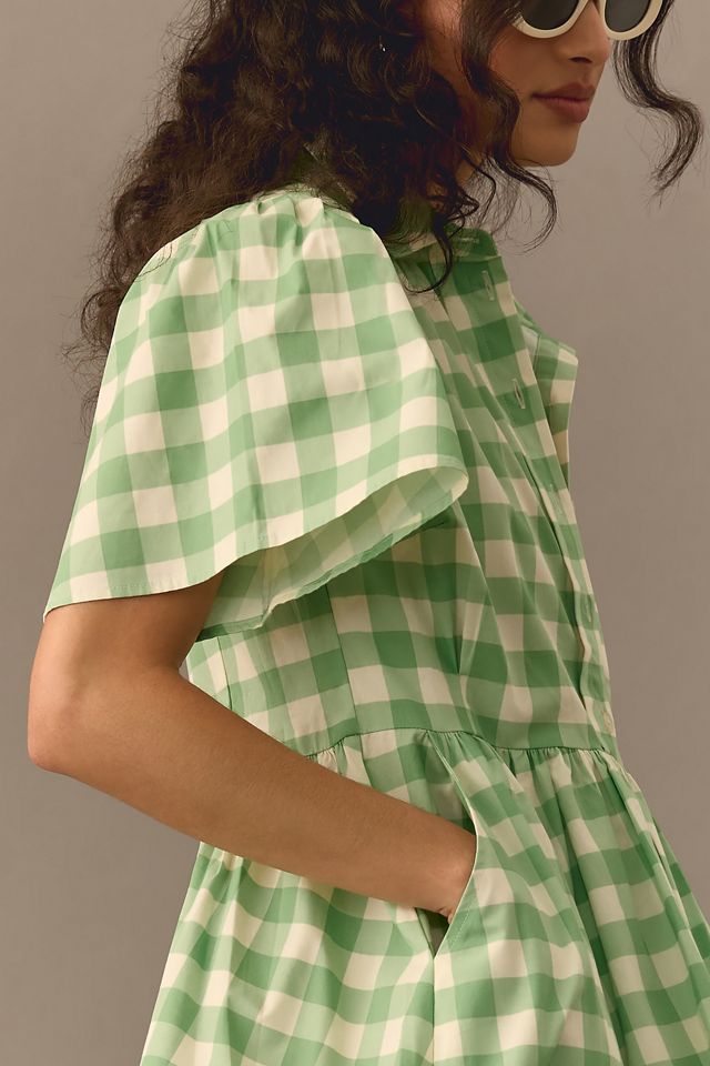 green emerald velvet dress Plaid Smocked Tie Back Sleeveless Midi Dress main image 1