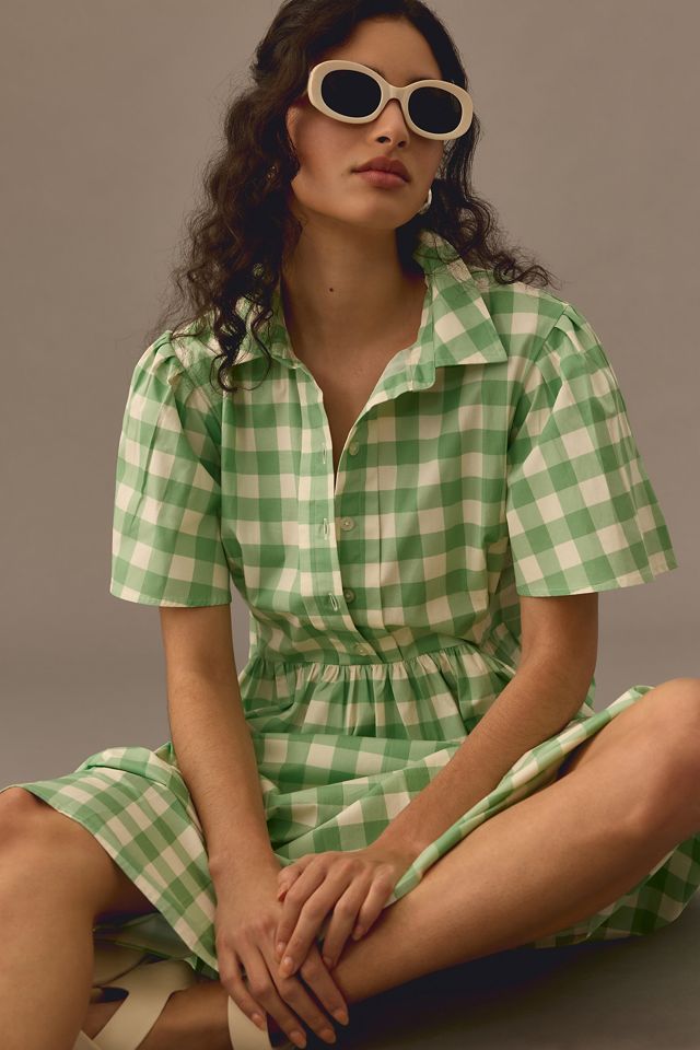green emerald velvet dress Anthropologie Green & Beige Plaid 