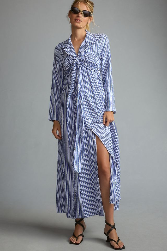 Tie front outlet shirt dress