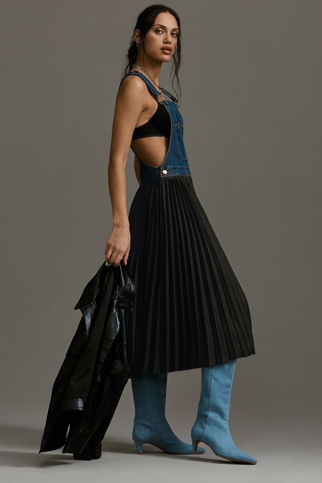 Porridge Pleated Denim Overall Dress #2