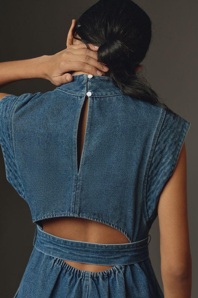 Porridge Cutout Denim Mini Dress #3