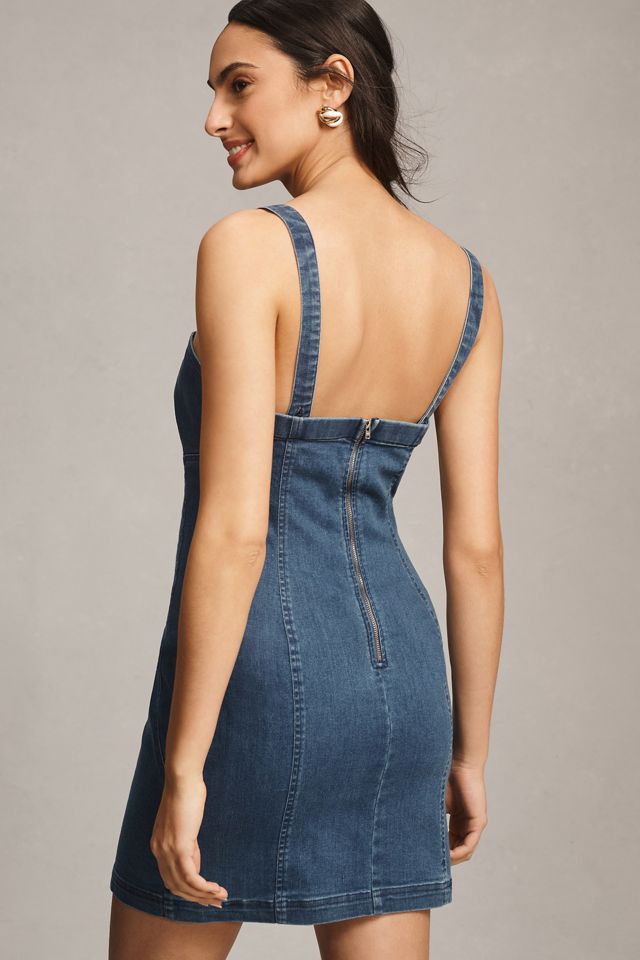 Porridge Rosette Denim Slim Mini Dress #1