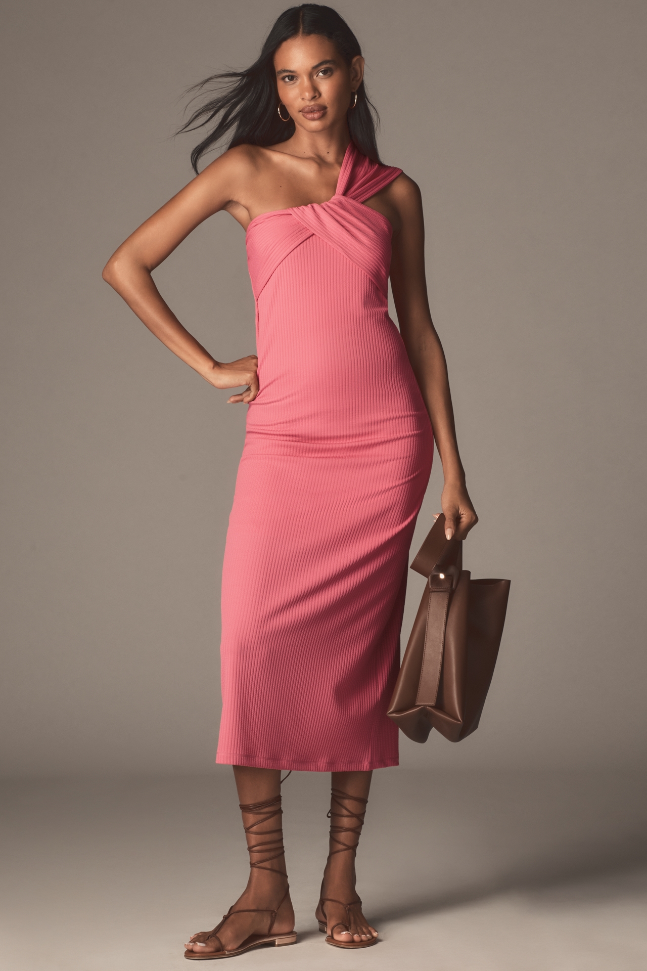 Porridge Antonia Twist-Front Ribbed Maxi Dress