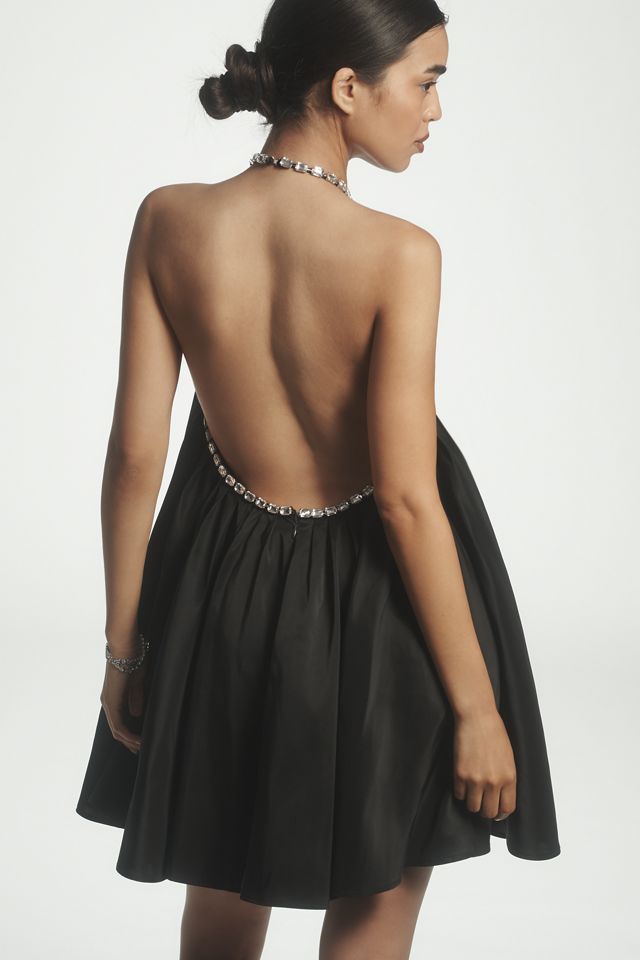 Jasmine Elaine Pleated Halter Mini Dress