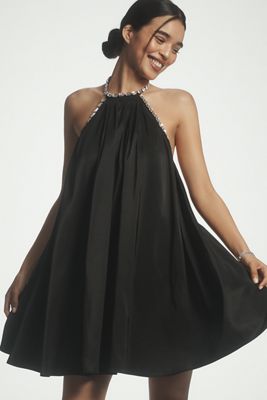 Jasmine Elaine Pleated Halter Mini Dress