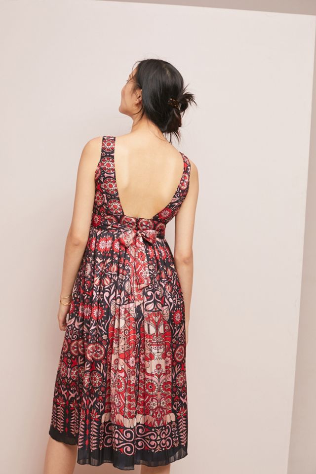 Anna Sui Rouge Pleated Dress | Anthropologie