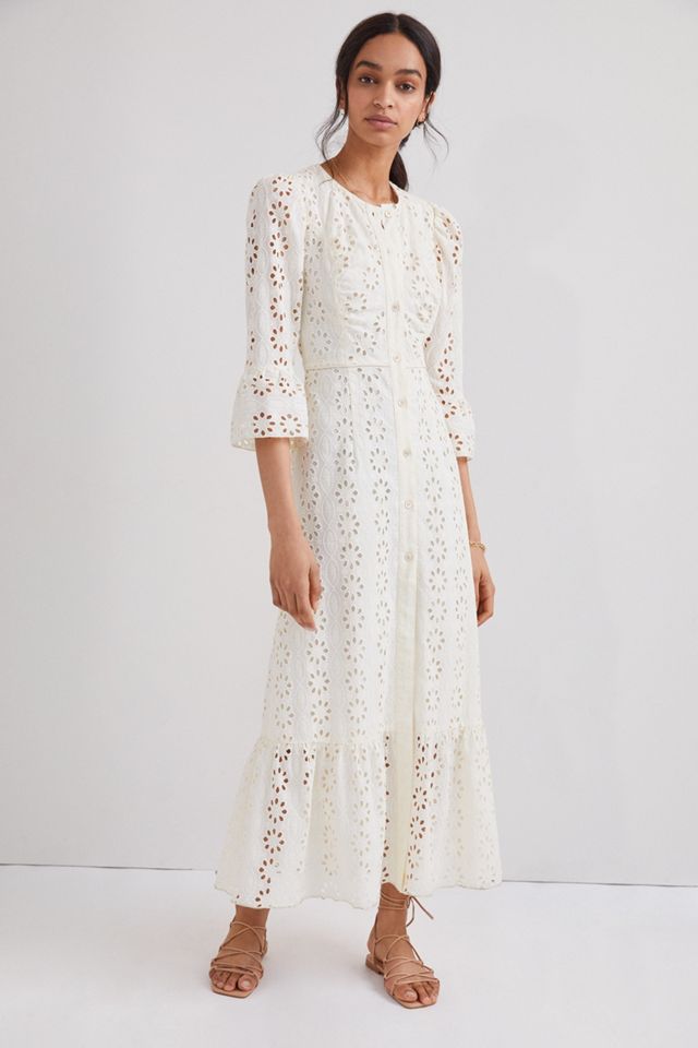 Anna Sui Embroidered Eyelet Maxi Dress | Anthropologie