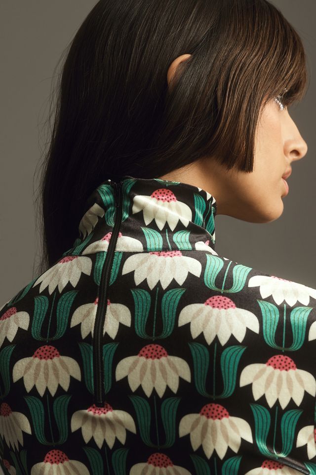 Anna Sui Long-Sleeve Mock-Neck Velvet Dress | Anthropologie