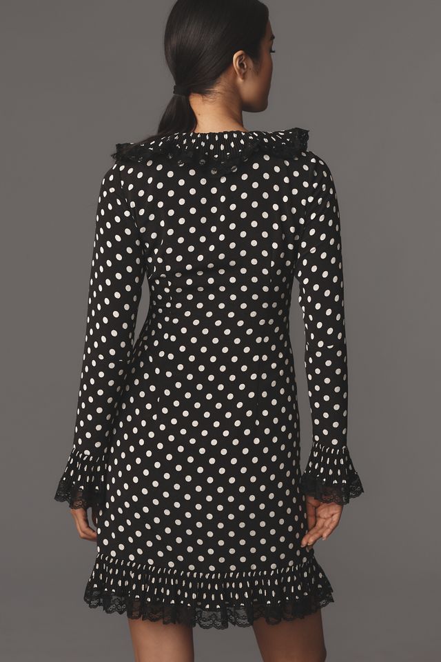 Anna Sui Long-Sleeve Pleated Wrap Mini Dress #1