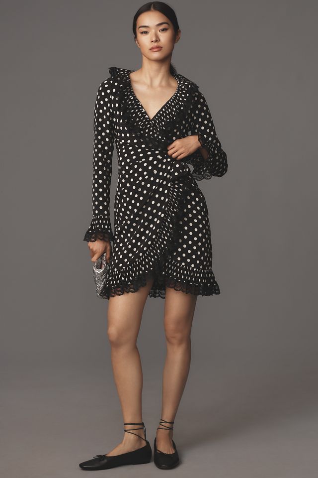 Anna Sui Long-Sleeve Pleated Wrap Mini Dress #3