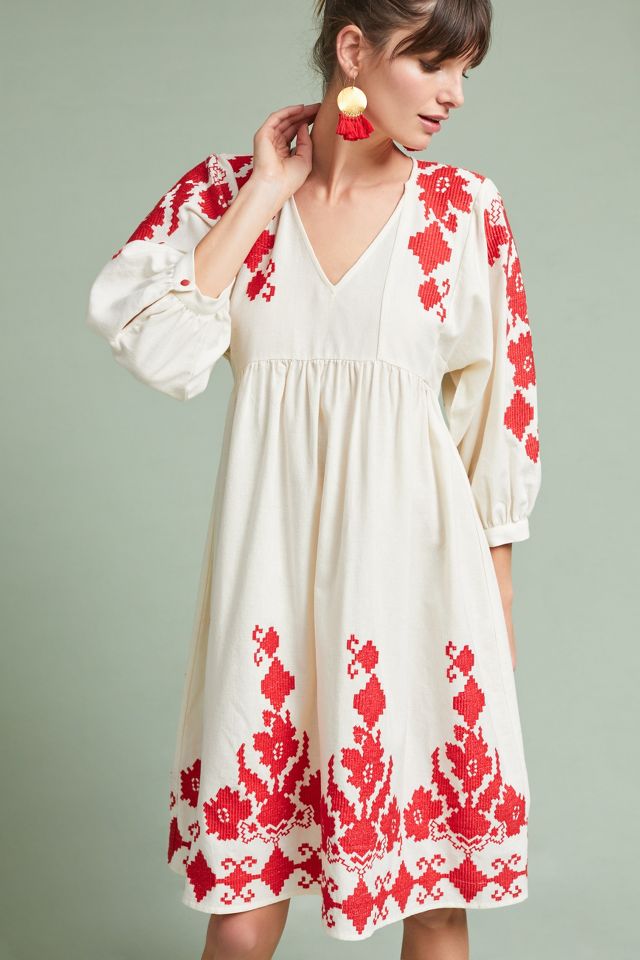 Jora Embroidered Peasant Dress | Anthropologie