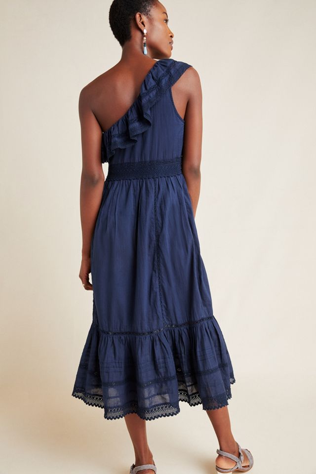 Coco One-Shoulder Lace Midi Dress #1