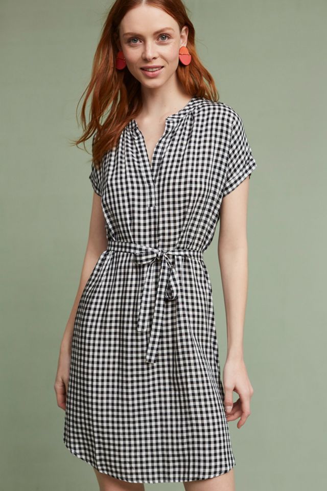 Belted Gingham Tunic Dress #1