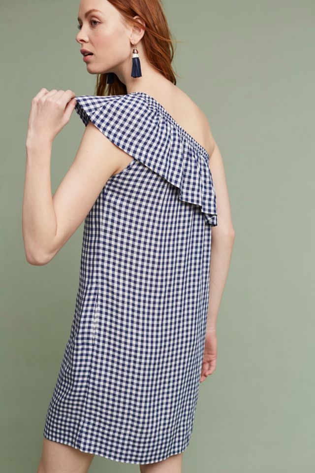 Emmeline One-Shoulder Gingham Tunic Dress #2