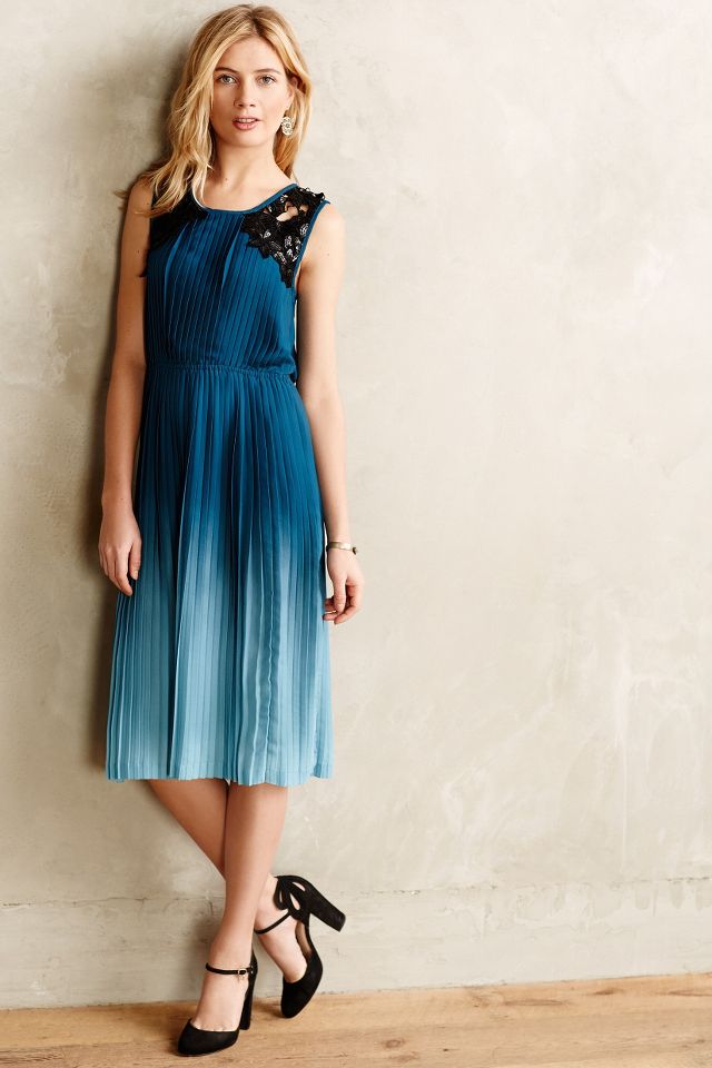 Cerulean Depths Midi Dress Anthropologie