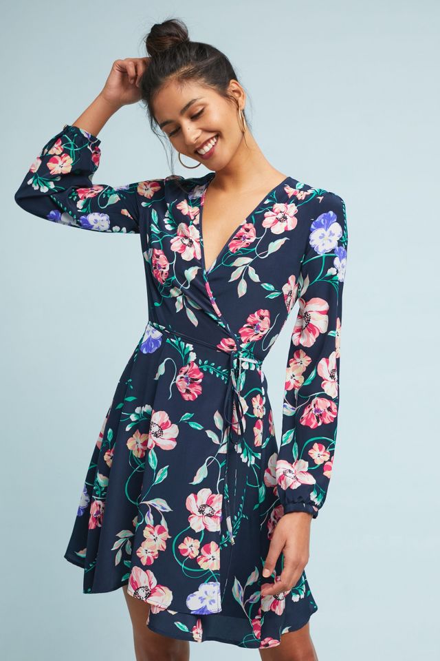 Yumi floral print wrap hotsell dress navy