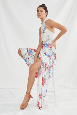 Lipsy vip tori print store high low maxi dress