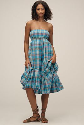 Pilcro Strapless Flounced Midi Dress