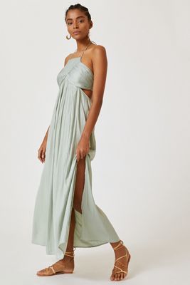 Tie-Back Halter Maxi Dress
