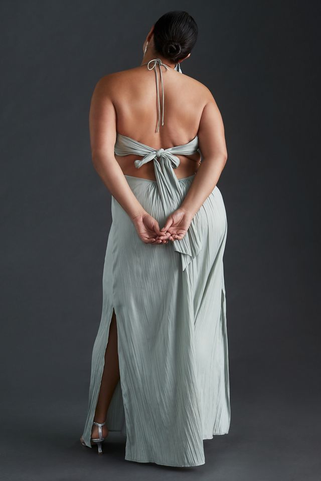 Tie-Back Halter Maxi Dress #9