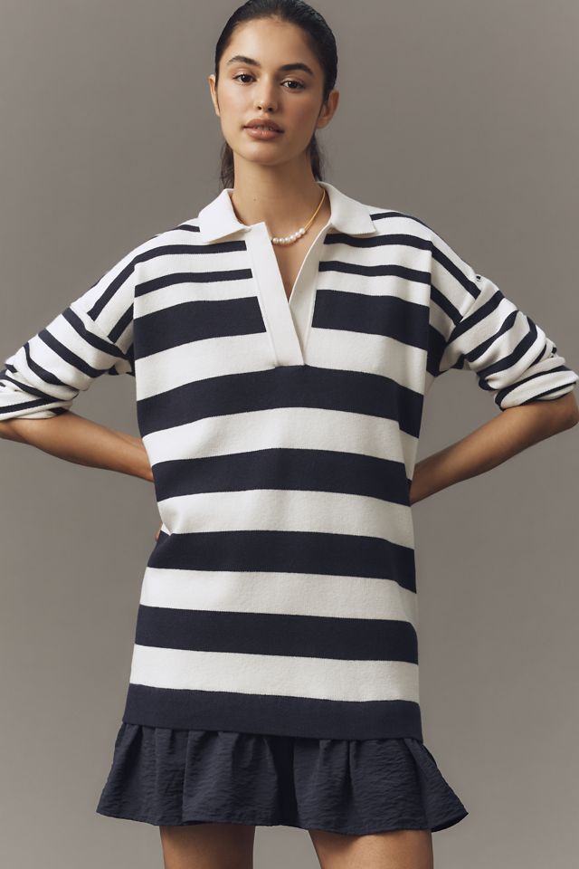 Maeve Twofer Polo Mini Sweater Dress #1