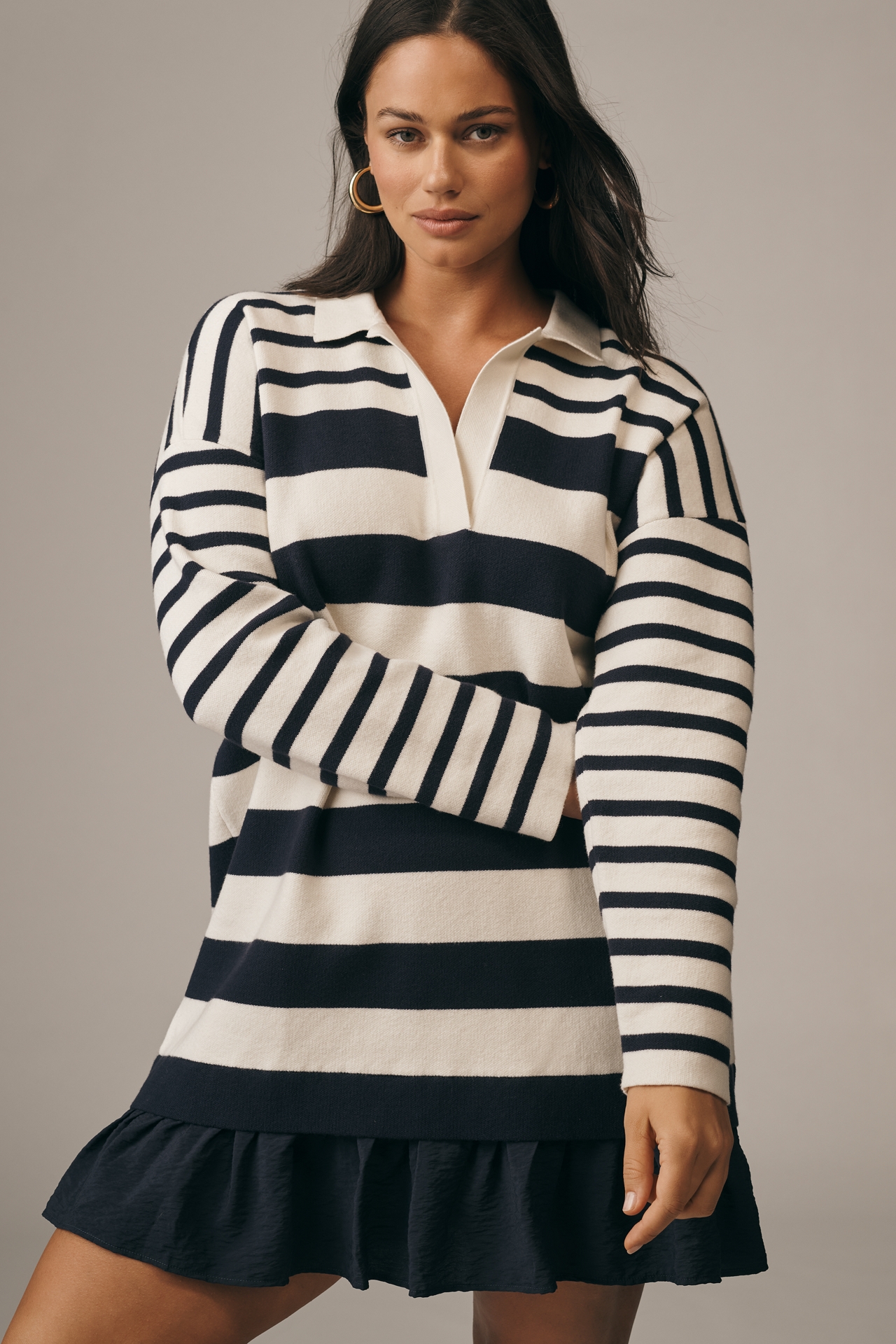 Maeve Twofer Polo Mini Sweater Dress