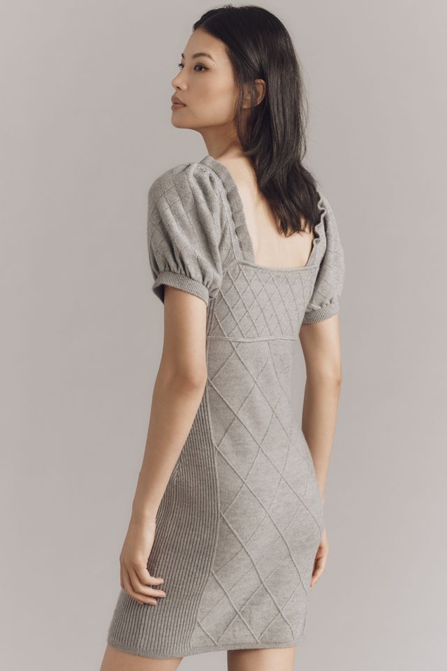 By Anthropologie Puff-Sleeve Crosshatch Sweater Dress #2