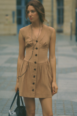 maeve bombshell linen mini dress Maeve The Cleo Bombshell Fit & Flare Mini Dress By In Black