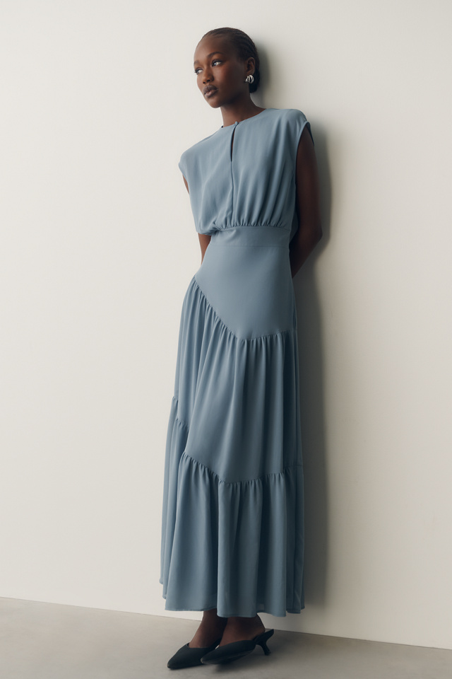 By Anthropologie Waisted Cap-Sleeve Dress