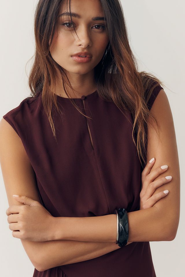 By Anthropologie Tailliertes Midi-Kleid mit Flügelärmeln #1