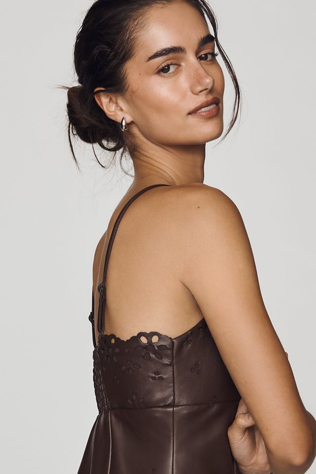Maeve Faux Leather Sweetheart Mini Dress #1