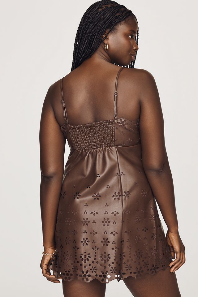 Maeve Faux-Leather Sweetheart Mini Dress #5