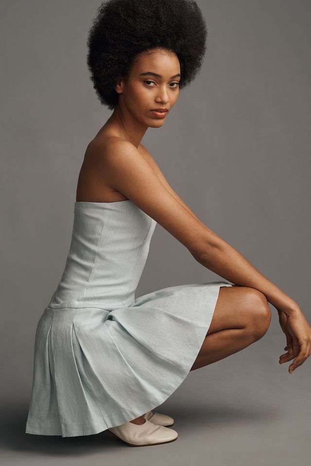 Bishop + Young Positano Strapless Linen Pleated Mini Dress #2