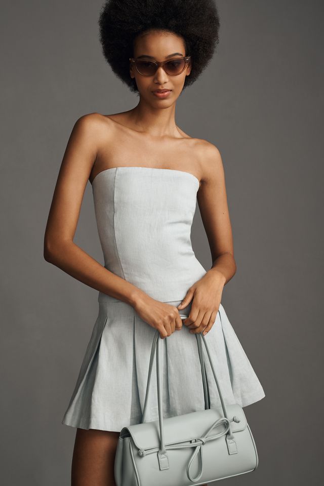 Bishop + Young Positano Strapless Linen Pleated Mini Dress #3